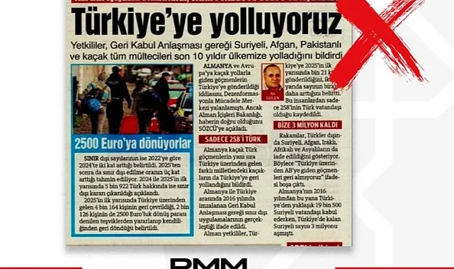 'Almanya Kaçak Göçmenleri Türkiye'ye gönderiyor' iddialarına DMM'den yalanlama