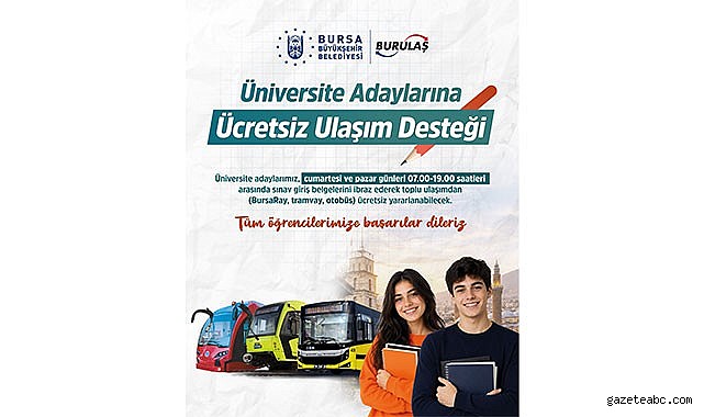 Bursa’da YKS Adaylarına Toplu Ulaşım Ücretsiz