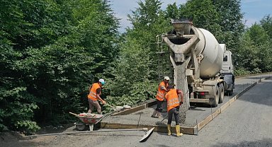 Ordu'da üç ilçeyi birleştiren yolda beton hamlesi